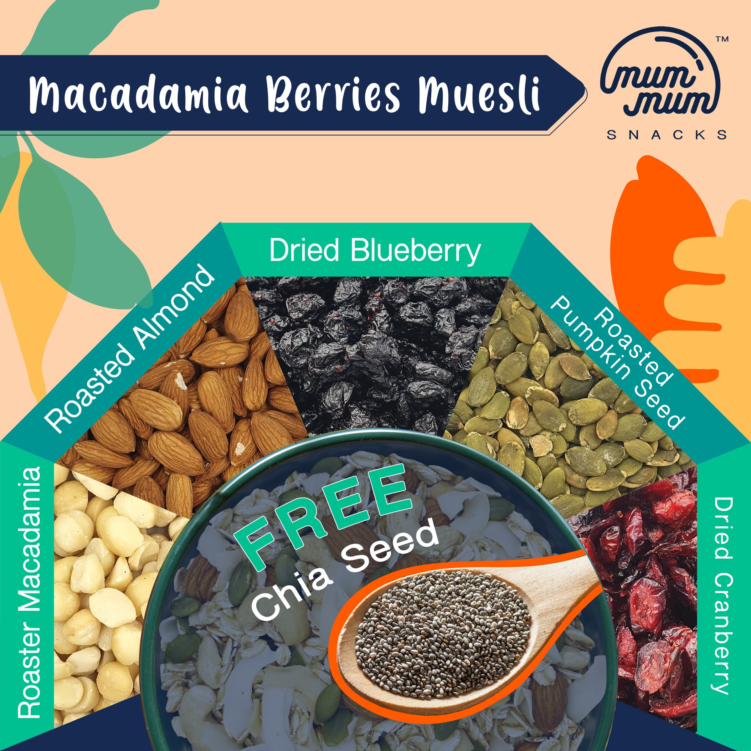 Macadamia Berries Muesli + FREE 20g Chia Seed